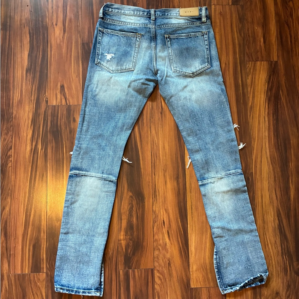 MNML Vintage Blue Ripped Slim Jeans - Picture 3 of 4
